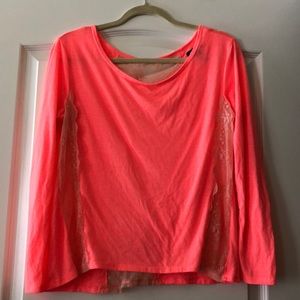 Hot pink American Eagle long sleeve with lace